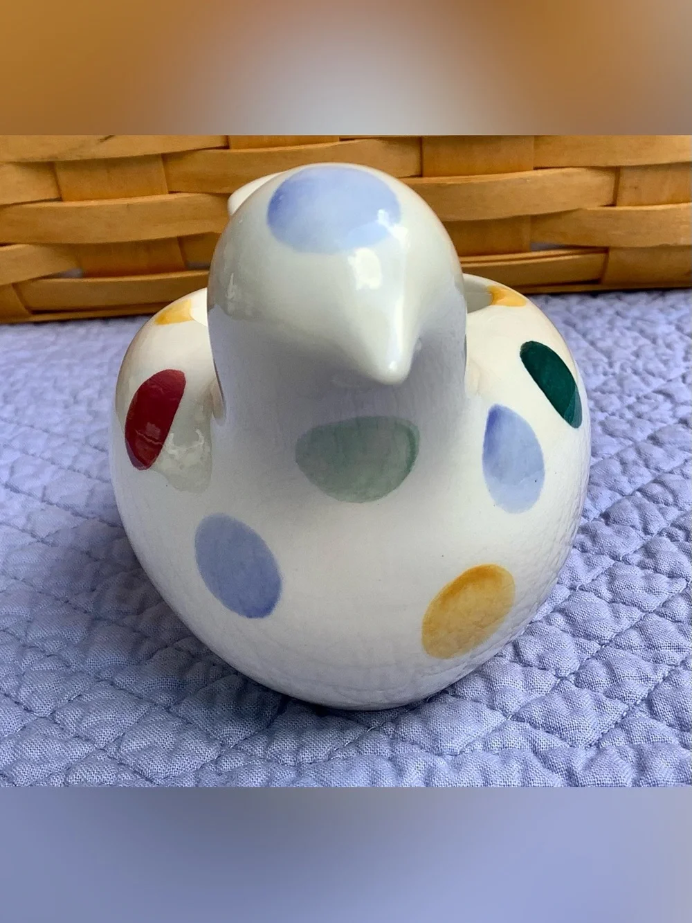 Emma Bridgewater Pottery Polka Dot Dove Tea light Holder